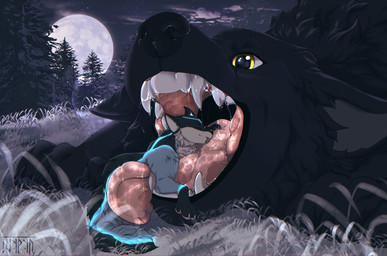 black_body black_fur blue_body blue_fur bodily_fluids cloud duo eyes_closed fangs feral feral_on_feral french_kissing fur glowing glowing_body glowing_fur glowing_markings grass grey_inner_ear happy kissing licking_tongue macro macro_feral macro_male male male/male markings micro micro_feral micro_male moon night on_tongue outside plant saliva saliva_string size_difference sky smile teeth tongue tree white_body white_fur yellow_eyes shyryp dune_anderson xab13 absurd_res hi_res