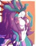 anthro breasts female pose solo lionbun nintendo pokemon ancient_pokemon generation_9_pokemon paradox_pokemon pokemon_(species) walking_wake 4:5 absurd_res hi_res pinup tagme