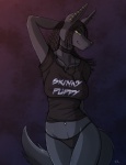 abstract_background ankh anthro band_shirt big_breasts biped black_hair black_nose breasts clothed clothing collar dreadlocks egyptian female front_view green_eyes hair industrial jewelry midriff navel navel_piercing necklace panties piercing pose raised_arm shirt simple_background skimpy solo standing tail text topwear underwear conditional_dnp kadath skinny_puppy nightshade_(kadath) anubian_jackal canid canine canis jackal mammal 2012 digital_media_(artwork) english_text pinup portrait shaded three-quarter_portrait