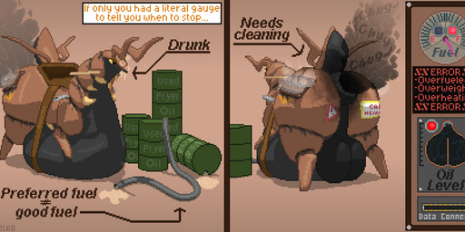 anus balls belly big_anus big_balls big_belly bodily_fluids bumper_sticker exhaust exhaust_smoke exhaust_vent feral fuel fuel_gauge gas_pedal gasoline_inflation genital_fluids genitals machine male meter oil oil_stain presenting presenting_anus puffy_anus reins saddle smoke smoke_from_anus solo soot steam steaming stickers_on_body text unusual_bodily_fluids unusual_genital_fluids warning_sign bluthederg conditional_dnp zelkothezeeb nintendo pokemon generation_5_pokemon pokemon_(species) robot robot_feral scolipede digital_media_(artwork) hi_res pixel_(artwork)