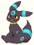 black_body black_fur black_paws blue_markings collar feral fur happy male markings ring_(marking) simple_background sitting solo tail white_background yellow_collar yellow_eyes inukami_hikari nintendo pokemon eeveelution generation_2_pokemon pokemon_(species) shiny_pokemon umbreon hi_res