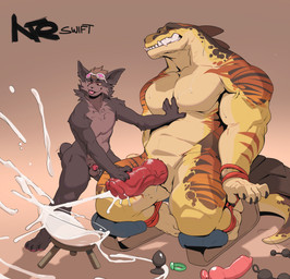 3_toes 5_fingers anal_beads animal_dildo animal_genitalia animal_sex_toy anthro anthro_on_anthro balls bdsm biped bodily_fluids bondage bound buttplug canine_dildo chastity_cage chastity_device claws countershade_torso countershading cum cum_collecting cum_in_container cumshot dildo dominant dominant_in_chastity duo ejaculation erection feet fingers genital_fluids genital_slit genitals hand_on_penis handjob interspecies knot knotted_dildo knotted_penis male male/male muscular muscular_anthro muscular_male penile penis plug_(sex_toy) rubbing_penis sex sex_toy sweat tail toes tongue tongue_out vein veiny_penis no_swift grey_havens spiral_knights double_(double_) gremlin_(spiral_knights) scalie absurd_res hi_res
