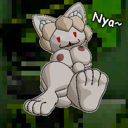 breasts feet female foot_fetish foot_focus nude paws smug colonthreeguy tsukihime type-moon neco-arc 1:1 3d_(artwork) digital_media_(artwork) pixel_(artwork)