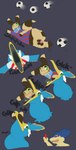 accidental_vore ball beak blue_body facial_markings feathered_crest feathered_wings feathers feral green_eyes head_crest head_markings jersey male markings mask_(marking) neck_bulge oral_vore penalty_card same_size_vore soccer soccer_ball sport vore white_markings wings yellow_markings diorexity nintendo pokemon atticus_(diorexity) dio_(diorexity) fan_character thunk_(gyro) avian cramorant furret generation_2_pokemon generation_8_pokemon pokemon_(species) typhlosion absurd_res hi_res