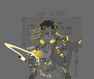5_fingers abs anthro areola balls big_balls big_breasts big_penis biped black_eyes black_text bodily_fluids breasts breath cum cumshot dialogue ear_piercing ear_ring ejaculation ellipsis erection exclamation_point eyebrows eyelashes fingers genital_fluids genital_piercing genitals glans golden_markings gynomorph hair heart_pupils heart_symbol huge_balls huge_penis humanoid_genitalia humanoid_penis intersex markings muscular muscular_gynomorph muscular_intersex nails nude open_mouth orgasm_face penis piercing pupils ring_piercing solo sound_effects standing sweat sweatdrop sweaty_abs sweaty_breasts sweaty_legs sweaty_thighs tail text vein veiny_penis white_sclera yellow_areola yellow_pupils yellow_text cofficremer aurea_(aureasharky) aquatic fish shark 2025 absurd_res english_text hi_res