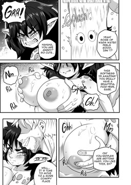 big_breasts blush breast_grab breasts dialogue duo eyeless facial_hair female groping_from_behind hand_on_breast huge_breasts human_on_humanoid interspecies male male/female nipples nude nude_female sound_effects talking_to_another talking_to_partner text washing_another water martincorps goblin human humanoid mammal absurd_res comic english_text hi_res monochrome