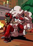 anthro breasts christmas_clothing clothing female holidays horn looking_at_viewer mistletoe nipples plant pose solo bittenhard christmas idw_publishing sega sonic_the_hedgehog_(comics) sonic_the_hedgehog_(idw) sonic_the_hedgehog_(series) lanolin_the_sheep_(sonic) bovid caprine mammal sheep