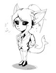 anthro blush male non_color shark_tail solo suit_and_tie endjfcar akula_(endjfcar) canid canine fish fox hybrid mammal marine shark hi_res monochrome