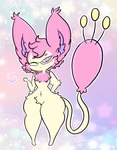 anthro eyewear female fur glasses hair navel pink_body pink_fur pink_hair purple_eyes solo tail yellow_body lewdchuu_(artist) nintendo pokemon pyon_(lewdchuu) generation_3_pokemon pokemon_(species) skitty hi_res