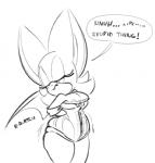 anthro breasts cleavage clothed clothing corset curvy_figure female lingerie simple_background slightly_chubby solo text thick_thighs topwear voluptuous wide_hipped_female wide_hips ultrahand sega sonic_the_hedgehog_(series) rouge_the_bat bat mammal english_text low_res monochrome