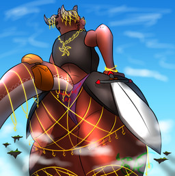 accessory anthro armor bag big_butt bottomwear butt clothed clothing extreme_size_difference female floating_city furgonomics horn jewelry macro macro_female macro_focus melee_weapon panties presenting red_body scales size_difference solo solo_focus sword tail tail_accessory tail_bag underwear weapon wide_hips spicyscaliearts dungeons_and_dragons european_mythology hasbro mythology wizards_of_the_coast mygia_(spicyscaliearts) chromatic_dragon_(dnd) dragon dragon_(dnd) dragonborn_(dnd) mythological_creature mythological_scalie red_dragon_(dnd) scalie western_dragon digital_media_(artwork) hi_res