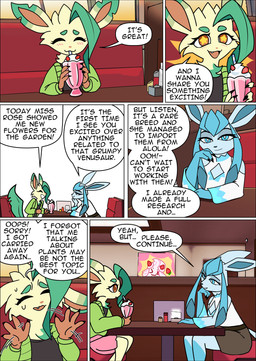 anthro beverage blue_body blue_eyes booth brown_eyes dialogue drinking_straw duo eyelashes female restaurant sitting star_eyes text odeko-yma nintendo pokemon pokemon_mystery_dungeon spike_chunsoft glaisha_(odeko-yma) ivee_(odeko-yma) alcremie eeveelution generation_1_pokemon generation_4_pokemon generation_8_pokemon glaceon leafeon pokemon_(species) 2025 absurd_res digital_media_(artwork) english_text hi_res