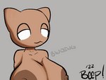 anthro areola big_areola big_breasts breasts brown_body brown_fur eyelashes female fur nipples no_pupils nude simple_background smile solo text white_eyes beep! jubbi lily_(jubbimafu) domestic_cat felid feline felis mammal 4:3 animated digital_media_(artwork) short_playtime