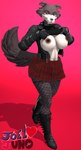 anthro areola big_breasts breasts clothed clothed_anthro clothed_female clothing clothing_lift collar female fishnet_clothing fishnet_legwear legwear looking_at_viewer navel nipples smile solo tail joellovejuno bluejuicyjuice_(modeler) ludexus_(modeler) beastars juno_(beastars) canid canine canis mammal wolf 3d_(artwork) absurd_res digital_media_(artwork) hi_res