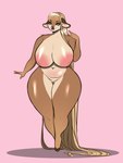 2021 africana anthro areola beth_(svenfire) big_areola big_breasts blonde_hair blue_eyes breasts brown_body brown_fur deer female fur genitals glistening glistening_body glistening_skin hair hi_res hooves huge_areola huge_breasts long_hair makeup mammal navel nude pink_areola pussy solo thick_thighs wide_hips