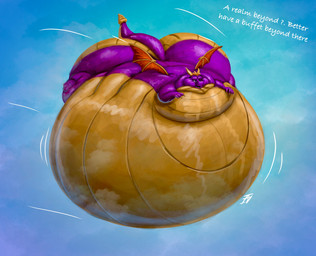 belly big_belly big_butt big_cheeks black_mouth blue_sky butt chubby_cheeks dialogue feral flying horn huge_belly huge_butt huge_cheeks hyper hyper_belly hyper_butt hyper_cheeks immobile male morbidly_obese morbidly_obese_feral morbidly_obese_male motion_lines multicolored_body obese obese_feral obese_male open_mouth overweight overweight_feral overweight_male purple_body purple_eyes purple_tail red_tongue sharp_teeth sky solo sunken_limbs tail teeth text three-quarter_view tongue two_tone_body two_tone_tail wings yellow_body yellow_horn yellow_tail yellow_wings ian-exe activision mythology spyro_the_dragon spyro dragon mythological_creature mythological_scalie scalie 2026 absurd_res colored digital_media_(artwork) english_text hi_res shaded signature