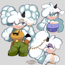 anthro bell bell_collar big_breasts blue_eyes breasts cleavage clothed clothing collar female horn jewelry looking_at_viewer necklace side_boob side_view solo shadsonline idw_publishing sega sonic_the_hedgehog_(comics) sonic_the_hedgehog_(idw) sonic_the_hedgehog_(series) lanolin_the_sheep_(sonic) bovid caprine mammal sheep hi_res
