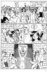 anthro black_and_white city comic crowds david_a_cantero english_text female genitals genus group hi_res lagomorph leporid mammal monochrome mouse murid murine nipples nude pen_(artwork) public pussy rabbit rat_maze rodent text traditional_media_(artwork)