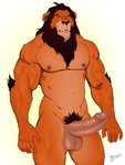 anthro balls black_mane erection facial_scar fur genitals green_eyes humanoid_genitalia humanoid_penis male mane muscular muscular_male nipples nude penis pubes scar solo reiner55 disney the_lion_king scar_(the_lion_king) felid lion mammal pantherine 2020 hi_res