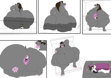 anal anal_vore anthro anus belly belly_grab big_belly big_breasts big_butt bodily_fluids breasts butt butt_crush colored_nails crush duo facesitting female fupa furniture giant_butt grey_body grey_skin huge_belly huge_breasts huge_butt hyper hyper_butt internal internal_stomach larger_female licking licking_lips lips lying macro male male/female micro multiple_angles nails oblivious on_back on_front on_sofa overweight overweight_female pink_nails puffy_anus rumbling_stomach simple_background sitting sitting_on_another sitting_on_sofa size_difference smaller_male smothering sofa spread_butt spreading standing standing_over stomach_acid thick_lips thick_thighs tongue tongue_out unaware_pred unaware_vore vore kxybeastar blade_(kxybeastar) mommabearbun_(kxybeastar) canid canine canis common_hippopotamus hippopotamid mammal wolf absurd_res comic hi_res