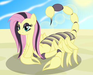 blue_eyes desert eyeshadow female feral makeup purple_eyeshadow sand solo sun badumsquish friendship_is_magic hasbro my_little_pony mythology fluttershy_(mlp) arachnid arthropod equid equine girtablilu hybrid mammal mythological_arachnid mythological_arthropod mythological_creature absurd_res hi_res