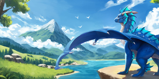 2_horns blue_body blue_scales blue_sky cloud cloudy_sky detailed_background feral horn looking_away mountain outside plains river scales sky snowy_mountain solo dsw7 european_mythology mythology ambient_bird dragon mythological_creature mythological_scalie scalie western_dragon 2025 hi_res