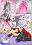 blush breasts clitoral_hood clothed clothing comic danwolf15 duo english_text erection female genitals hi_res human human_to_anthro male mammal nipples nude penis prehensile_clitoral_hood pussy sergal species_transformation tail text tongue transformation urethra
