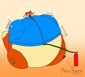 air_inflation air_tank anthro belly belly_expansion big_belly big_cheeks black_eyebrows blue_clothing blue_eyes blue_footwear blue_jacket blue_shoes blue_topwear body_inflation brown_inner_ear cheek_expansion clothing creaking dipstick_tail expansion eyebrows footwear gloves handwear hose hose_in_navel hose_inflation huge_belly huge_cheeks hyper hyper_belly hyper_inflation immobile inflation jacket male markings multicolored_body onomatopoeia orange_body orange_ears orange_tail puffed_cheeks shoes simple_background solo sound_effects spherical_inflation swelling tail tail_markings tan_background tan_body tan_tail_tip text tight_clothing topwear two_tone_body white_clothing white_gloves white_handwear zipper maxbunny1 conker's_bad_fur_day rareware conker mammal rodent sciurid tree_squirrel 2024 colored digital_media_(artwork) english_text flat_colors hi_res signature