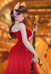 anthro anthrofied blush bowed_string_instrument cello clothed clothing dress female looking_at_viewer looking_back looking_back_at_viewer musical_instrument solo string_instrument gunya friendship_is_magic hasbro my_little_pony octavia_(mlp) equid equine horse mammal pony absurd_res hi_res