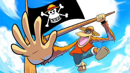 clothing cosplay feet flag hat headgear headwear male parody prehensile_feet skull_and_crossbones solo toes triple-q donkey_kong_(series) nintendo one_piece lanky_kong haplorhine mammal monkey primate 16:9 4k absurd_res hi_res widescreen