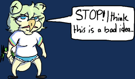 anthro blue_eyes bottomwear clothing denim denim_bottomwear denim_clothing denim_shorts dialogue double_bun eyelashes female green_hair green_spikes hair long_tail pale_body pale_scales shirt short_hair shorts simple_background solo spiked_tail spikes spikes_(anatomy) t-shirt tail text topwear transparent_background white_clothing white_shirt white_t-shirt white_topwear faustanon cavemanon_studios goodbye_volcano_high ko_op_(game_developer) snoot_game stella_(gvh_beta) dinosaur ornithischian prehistoric_species reptile scalie stegosaurian stegosaurus thyreophoran 2024 alpha_channel digital_drawing_(artwork) digital_media_(artwork) english_text