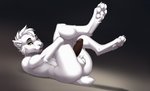 2020 4_toes anthro balls digital_media_(artwork) erection eyebrows eyelashes feet felid feline fingers fur genitals gorsha_pendragon humanoid_genitalia humanoid_penis male mammal nude pawpads penis smile solo toes white_body white_fur white_nose white_pawpads yellow_eyes