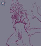 anthro bdsm blush bodily_fluids clitoral_hood collar female genital_fluids licking licking_lips prehensile_clitoral_hood solo tail tongue tongue_out vaginal_fluids ruttingstrap sergal hi_res