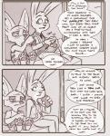 2016 alcohol anthro beer beverage canid canine clothed clothing comic dialogue disney english_text fan_character female fennec_fox finnick_(zootopia) fox fur july_hopps_(mistermead) lagomorph leporid male mammal old police police_uniform rabbit rockbottomfeeder text true_fox uniform zootopia