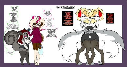 anthro antlers barefoot before_and_after bottomwear breast_squish breasts breasts_frottage clothing duo feet female female/female holding_bag horn mind_control shorts shortstack simple_background smile species_transformation squish standing tail text time_skip transformation twinning white_background hacsaw deirdre_(hacsaw) hazel_(hacsaw) canid jackalope lagomorph mammal 2023 digital_media_(artwork) english_text hi_res