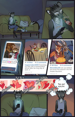 anthro barefoot beverage big_ears biped brown_body brown_eyes brown_fur candle cellphone chair clothed clothed_anthro clothing drinking duo electronics feet female food fur furniture glass_bottle grey_body grey_fur head_tuft heart_symbol holding_cellphone holding_object holding_phone holding_smartphone inner_monologue looking_at_cellphone looking_at_object looking_at_phone male on_sofa phone photo pillow plastic_bottle pointy_ears popcorn popcorn_bucket prick_ears romantic romantic_couple selfie sitting sitting_on_sofa smartphone snout social_media sofa solo solo_focus table tail tan_body tan_fur text thinking thought_bubble tuft tusks yellow_sclera falco_works cameron_(falco_works) pen_(falco_works) rosa_(falco_works) canid canine cervine deer fox lagomorph leporid mammal rabbit rodent suid suine sus_(pig) tufted_deer wild_boar 2025 comic digital_media_(artwork) english_text hi_res