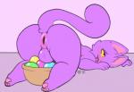 anthro anus ass_up backsack balls basket big_anus big_butt big_ears biped blush butt container ear_piercing easter_egg egg egg_basket feet femboy fur gaping gaping_anus genitals holidays looking_up lying male nude on_front on_ground open_mouth open_smile pawpads paws piercing pink_anus pink_pawpads presenting presenting_anus presenting_hindquarters puffy_anus purple_body purple_fur smile solo thick_thighs tongue yellow_sclera frumples easter frumples_(character) domestic_cat felid feline felis mammal 2018