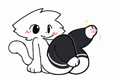 3_toes :3 ambiguous_gender anthro blush butt closed_smile clothing daww feet fur happy leaning leaning_backward legs_in_air legwear mouth_closed pawpads paws pink_blush pink_pawpads playful reclining simple_background sitting smile solo sparkles tail tail_motion tailwag thick_thighs thigh_highs toes white_background white_body white_fur mintpaws mint_(mintpaws) felid feline mammal 2023 2d_animation aliasing animated digital_media_(artwork) frame_by_frame loop