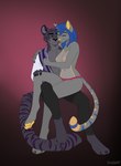 4_toes 5_fingers anthro areola blue_hair breasts feet female fingers hair nipples nude smile tail toes yellow_nose sinalanf mantrid_brizon swift_diamond felid feline mammal 2022 digital_media_(artwork)