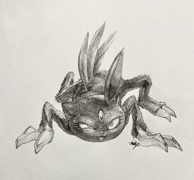 all_fours anthro claws eyelashes finger_claws fur looking_at_viewer male one_eye_half-closed open_mouth simple_background solo toe_claws katsuraginoa nintendo pokemon generation_2_pokemon pokemon_(species) sneasel 2025 hi_res monochrome signature