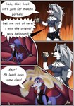 alcohol anthro beer beverage dialogue female feral macro madaraoluv2 micro shrunk text vore narrsvans all_dogs_go_to_heaven don_bluth helluva_boss belladonna_(all_dogs_go_to_heaven) loona_(helluva_boss) canid canine canis domestic_dog mammal comic english_text hi_res