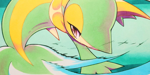 3_fingers ambiguous_gender anthro blush blush_lines brown_eyes eyelashes feral fingers green_body looking_aside mouth_closed multicolored_body neck_collar short_legs simple_background solo standing_on_hands swirl tail tail_swirl tan_body yellow_body yellow_eyelids 025aki nintendo pokemon generation_5_pokemon pokemon_(species) snivy absurd_res hi_res signature