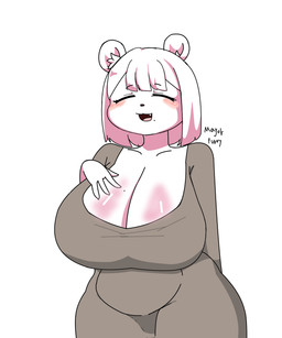 anthro big_breasts breasts female huge_breasts solo thick_thighs mayor_furry bear mammal 5:6 absurd_res hi_res