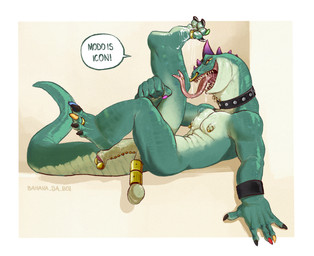 5_fingers anthro ball_stretcher balls bodily_fluids choker claws dialogue digit_ring erection facial_piercing feet fingers foreskin forked_tongue frenum_ladder frenum_piercing genital_piercing genitals glans humanoid_genitalia humanoid_penis jewelry ladder_piercing male necklace nipple_piercing nipple_ring nipples non-mammal_balls nose_piercing nose_ring nude nude_anthro nude_male partially_retracted_foreskin penis penis_piercing piercing prince_albert_piercing ring ring_piercing saggy_balls saliva septum_piercing septum_ring simple_background solo tail teeth text toe_ring toes tongue tongue_out tongue_piercing banana_da_boi goat_(movie) sony_corporation sony_pictures modo_olachenko komodo_dragon lizard monitor_lizard reptile scalie absurd_res digital_drawing_(artwork) digital_media_(artwork) english_text hi_res