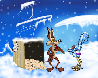 3_toes 4_fingers abstract_background anthro arm_tuft athletic belly bent_legs biped black_eyes black_nose blue_body blue_feathers brown_body brown_fur candy canyon casual_nudity chest_tuft chocolate crate desert dessert duo eating eating_chocolate elbow_tuft eyebrows feathered_wings feathers feet fingers food fur half-closed_eyes hand_behind_back holding_candy holding_chocolate holding_food holding_object holidays humanoid_hands humanoid_heel knee_tuft leg_tuft male multicolored_body multicolored_feathers multicolored_fur narrowed_eyes nude orange_legs outside packing_peanuts paws pecs plantigrade purple_body purple_feathers shoulder_tuft sketchy skinny snow snowflake snowing solo standing tail tail_feathers tan_belly tan_body tan_eyebrows tan_fur toes tuft two_tone_body two_tone_feathers two_tone_fur wings wood wood_crate wrapping yellow_sclera stevethedragon christmas looney_tunes warner_brothers road_runner_(looney_tunes) wile_e._coyote avian bird canid canine canis coyote cuculiform greater_roadrunner mammal new_world_ground_cuckoo roadrunner 2010 colored digital_drawing_(artwork) digital_media_(artwork) digital_painting_(artwork) painting_(artwork) shaded