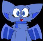 anthro bat_wings black_background black_nose blue_eyes cheek_tuft chest_tuft facial_tuft female fur membrane_(anatomy) membranous_wings open_mouth purple_body scarf simple_background solo tuft wings suicidal-kitten diamondwindows larkspur_(diamondwindows) bat mammal hi_res