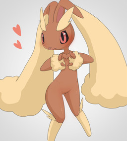 3_fingers :3 ambiguous_gender anthro black_sclera blush brown_body eyelashes fingers fur gesture grey_background heart_gesture heart_symbol pink_nose red_eyes simple_background solo standing tan_body tan_fur hurai_of_kaki nintendo pokemon generation_4_pokemon lopunny pokemon_(species) 2024 digital_media_(artwork) hi_res
