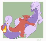2d_animation animated anthro balls bedroom_eyes biped blush charmeleon duo entwined_tails female generation_1_pokemon generation_6_pokemon genitals goodra goolee happy happy_sex larger_female male male/female narrowed_eyes nintendo orange_body penetration penile penile_penetration pokemon pokemon_(species) purple_body seductive sex short_playtime size_difference smaller_male tail tail_coil teeth