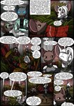 2017 absurd_res anthro blue_eyes brianna_(kitfox-crimson) brown_body brown_fur colored comic dasyuromorph dialogue dialogue_box english_text female fur hi_res in_our_shadow kitfox-crimson lehna_(kitfox-crimson) machine male mammal map marsupial murid murine numbat procyonid raccoon rat red_eyes rodent schorl_(kitfox-crimson) speech_bubble text turret vehicle white_body white_fur