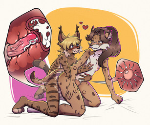 animal_genitalia animal_penis anthro balls big_balls blonde_hair blue_eyes blush blush_lines bodily_fluids breasts brown_hair cervical_penetration cheek_tuft cum cum_in_uterus cum_in_vagina cum_inside cute_fangs duo ear_tuft ejaculation eyewear facial_tuft fangs feline_genitalia feline_penis female from_behind_position genital_fluids genitals glasses grey_eyes hair heart_symbol impregnation internal internal_vaginal kneeling male male/female markings ovum penetration penile penile_penetration penis penis_in_vagina ponytail pubes sex sheath simple_background size_difference small_breasts sperm_cell spots spotted_body teeth tuft uterus vaginal vaginal_penetration wavy_mouth wavy_smile aartmoore bobcat felid feline jaguar lynx mammal pantherine 6:5 absurd_res hi_res